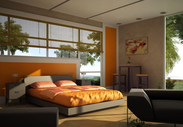 Inspirasi Desain Kamar Tidur Bertema Warna Orange