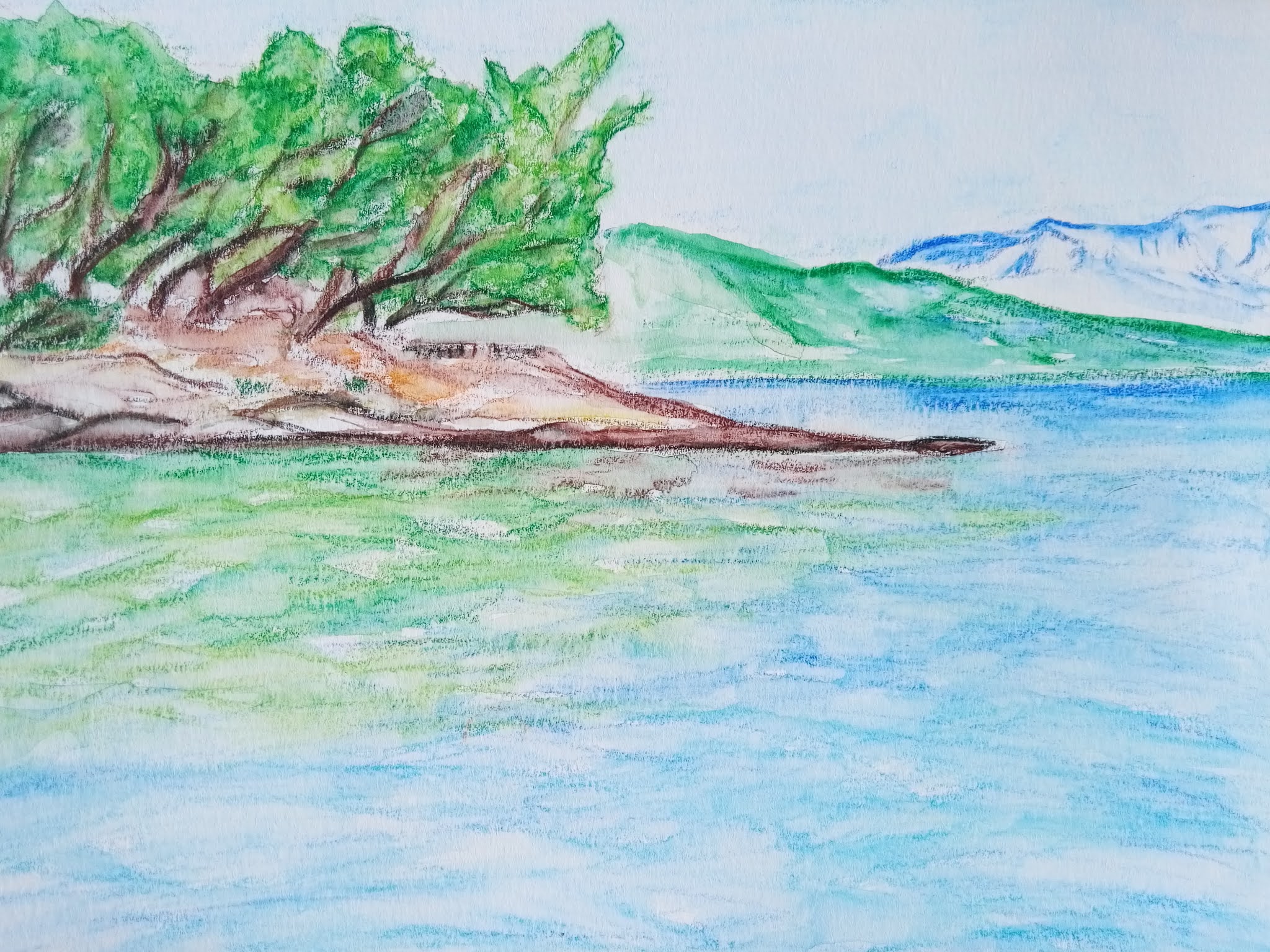 TWO NEW SEASCAPES: WATERCOLOUR PENCIL ON PAPER (JELSA, ISLAND HVAR) #modaodaradosti