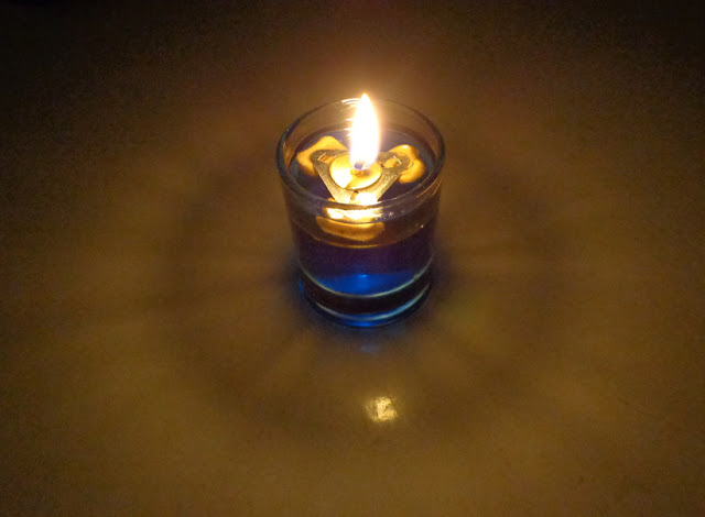 table candle blue