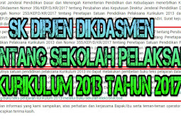 SK Dirjen Dikdasmen Tentang Sekolah Yang Melaksanakan Kurikulum 2013 Tahun 2017