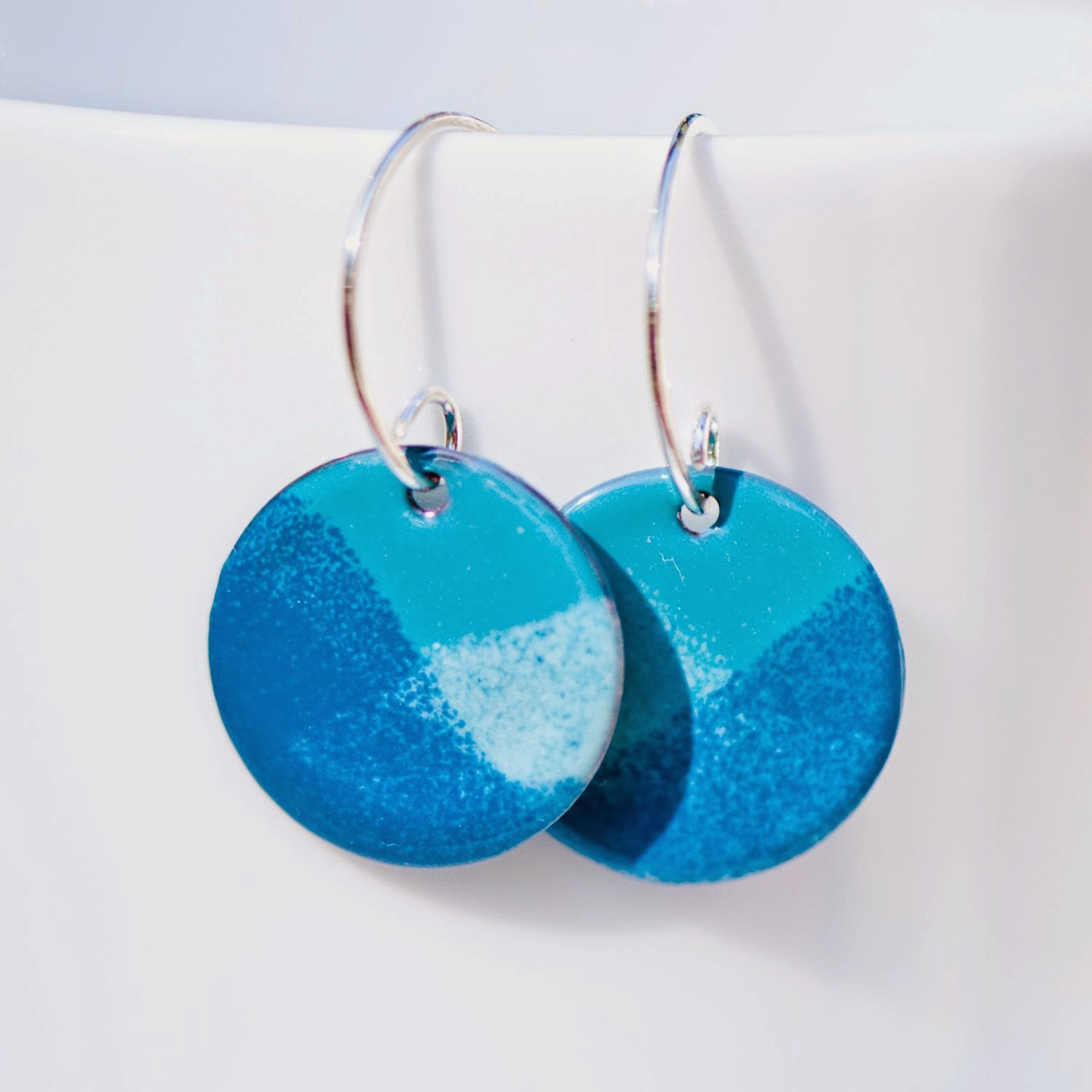 Teal Green Enamel Earrings