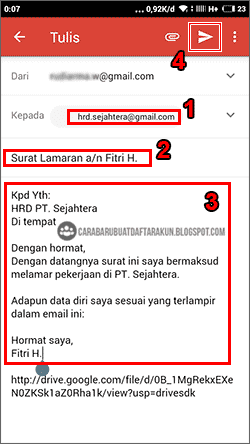 Cara Kirim Lamaran Lewat Email via Google Drive HP Android