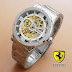 Jam Tangan Otomatis Ferrari Skeleton 1 (White Dial Silver)