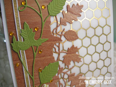 NEW autumn leaves in wood veneer and parchment card detail