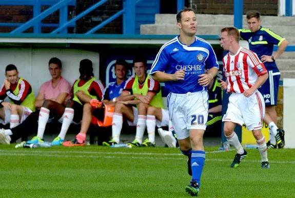 Businessman James Gorfin turns out for Macclesfield in a pre-season against Stoke