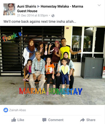 Marma Homestay Melaka - Testimoni Dari Facebook