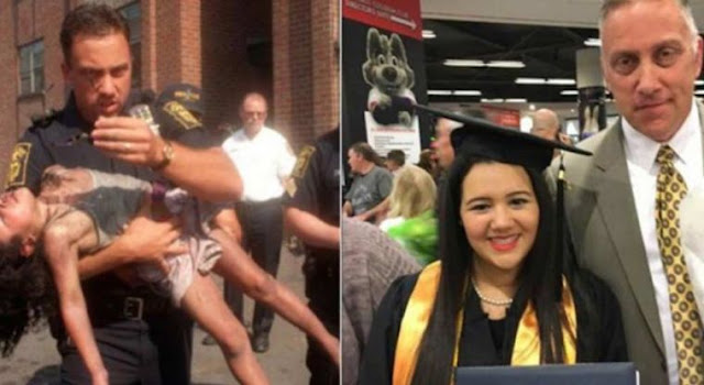 Invita a su graduación al policía que le salvó la vida