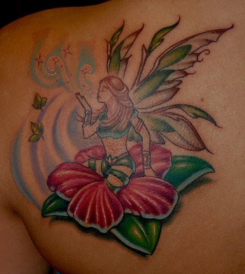 Nice Fairy and Flower Tattoo for Women