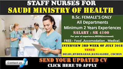 Saudi Ministry of Health Direct Recruitment -2018 Starting at Delhi.Apply Today