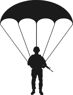 Parachute, soldier on parachute