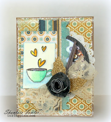 SRM Stickers Blog - Coffee Lovers Blog Hop! - #coffee #card #bloghop #fall #teatime #clearstamps #janesdoodles #doilies #lace #stickerstitches