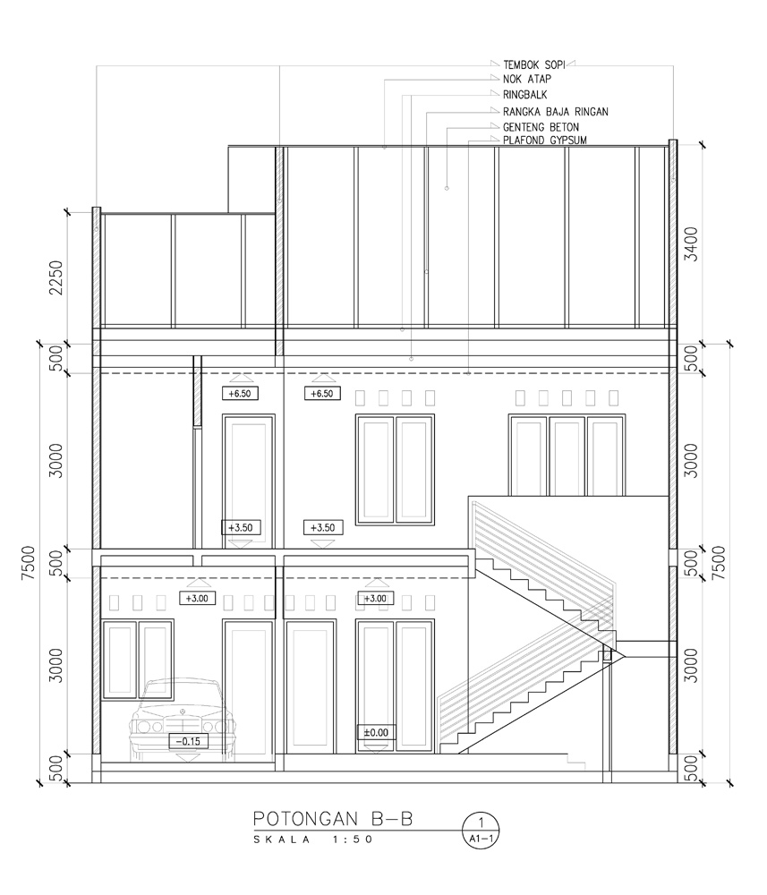 Denah Rumah  2  Lantai  Dan Potongan  desain rumah  minimalis  