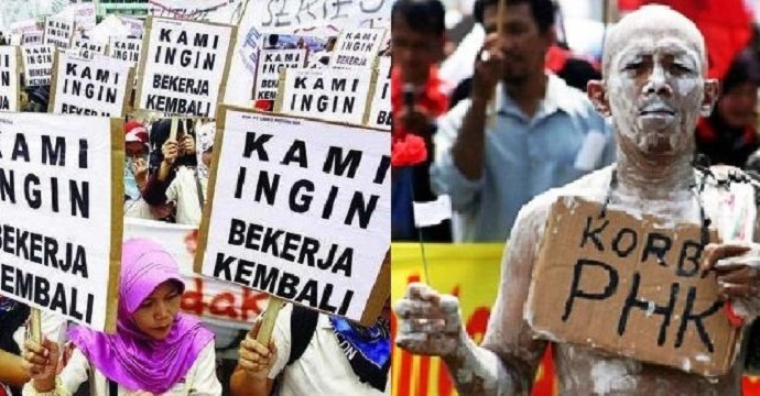 Ribuan buruh di Sumatera Selatan dirumahkan dan tak diberi gaji akibat pandemi virus corona.