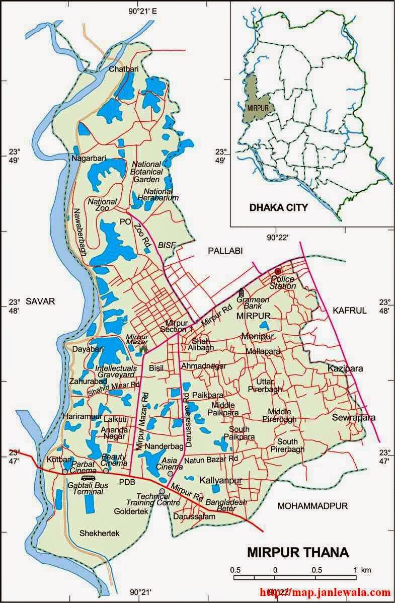 mirpur thana dhaka map of bangladesh