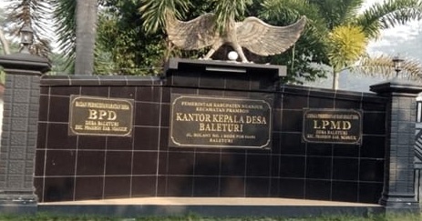 Papan nama Kantor Desa Baleturi, Kecamatan Prambon, Kabupaten Nganjuk, Jawa Timur