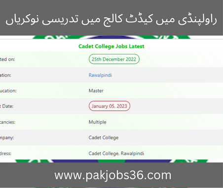 Teaching Jobs in Rawalpindi at Cadet College 2023