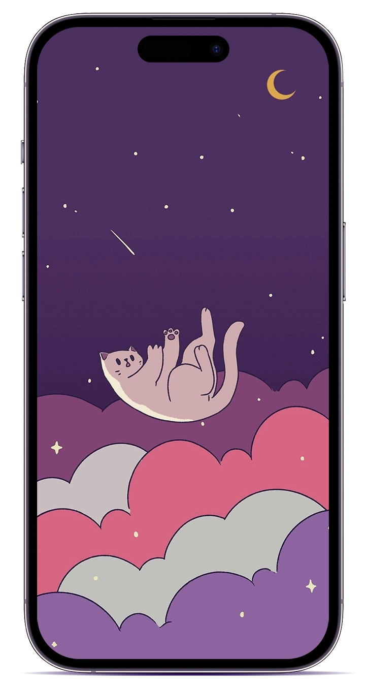 aesthetic cat falling wallpaper iphone