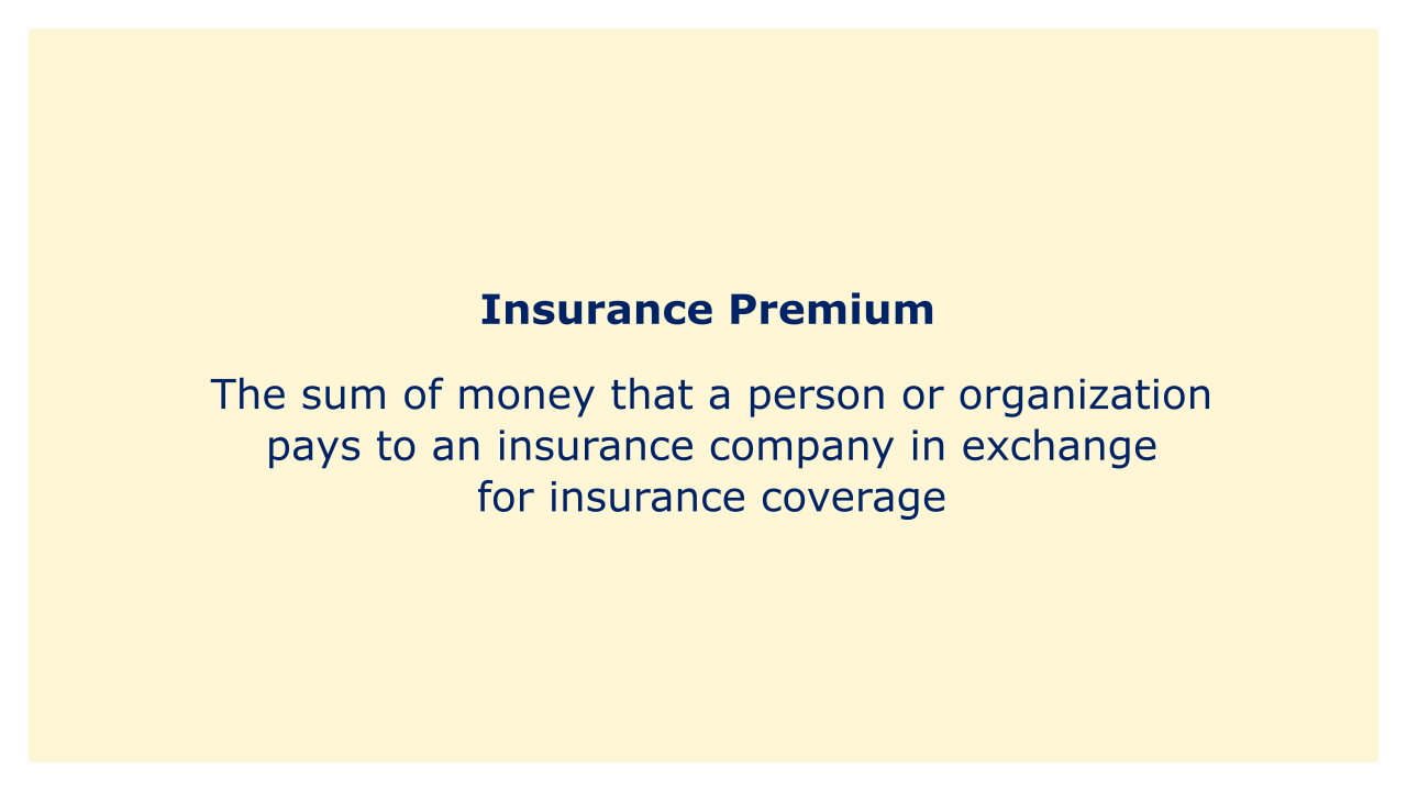 The sum of money that a person or organization pays to an insurance company in exchange for insurance coverage.