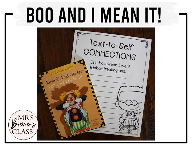 Junie B Jones Boo and I Mean It book activities unit with printables, literacy companion activities, and reading worksheets for First Grade and Second Grade