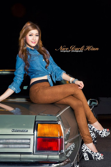 myanmar model with car nwe darli htun