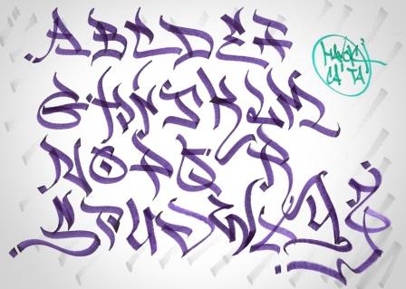 To draw graffiti alphabets with this kind of style we can not used round tip 