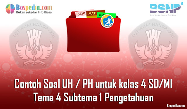 Contoh Soal UH / PH untuk kelas 4 SD/MI Tema 4 Subtema 1 Pengetahuan