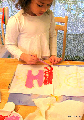 kids craft paste batik home-made happy birthday flag