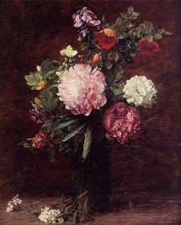 Les fleurs roses d' Henri Fantin-Latour : Bouquet avec trois pivoines