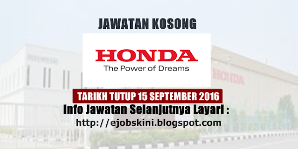 Jawatan Kosong Honda Malaysia Sdn Bhd - 15 September 2016