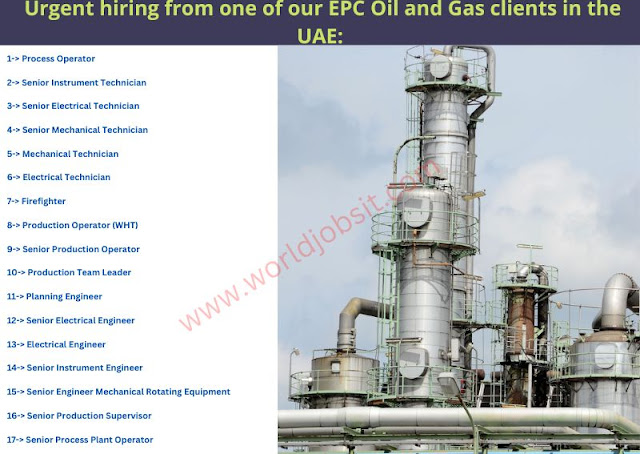 Urgent hiring from one of our EPC Oil and Gas clients in the UAE: