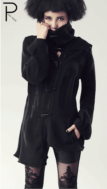 Autumn Black Punk Sweater Jacket for Women