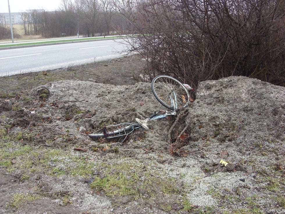 Cycling In Snow. buried in a snow drift in