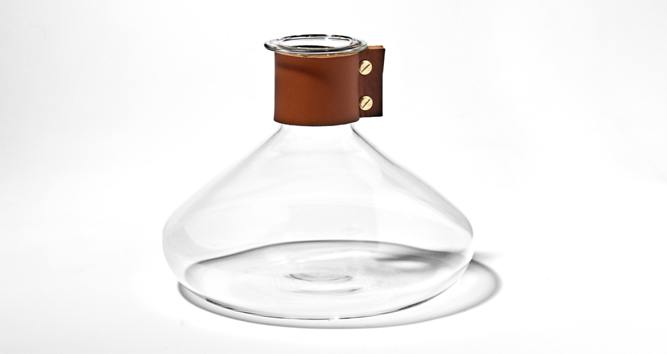 Leather-wrapped glass