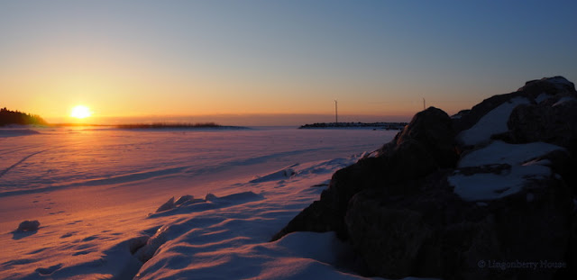 lingonberryhouse, sunset, auringonlasku, talvi, winter