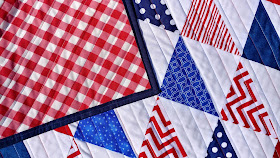 Red, white, and blue half square triangle (HST) quilt