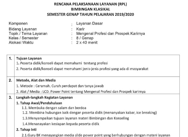 Download Contoh RPL BK 1 Lembar Kelas 8 K13 Revisi 2020 Semester 2