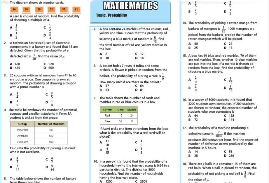 Koleksi soalan: Matematik SPM