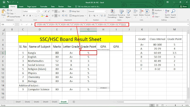 Result Sheet With Excel