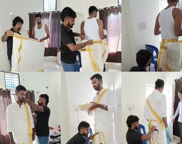 Dressing Up Bridegroom - Mappillai Azhangaram - How to wear Veshti and Salvai for Marriage
