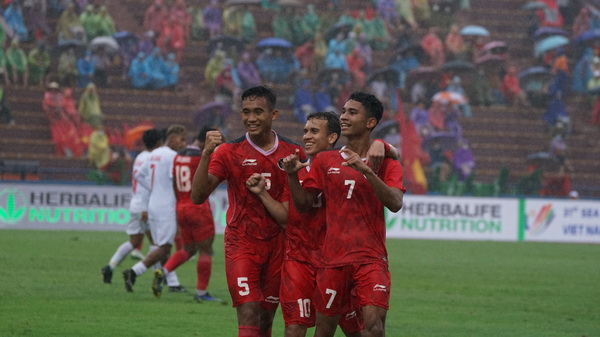 Timnas U-23 selebrasi usai mencetak gol