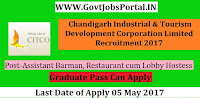 Chandigarh Industrial & Tourism Development Corporation Limited Recruitment 2017– Assistant Barman