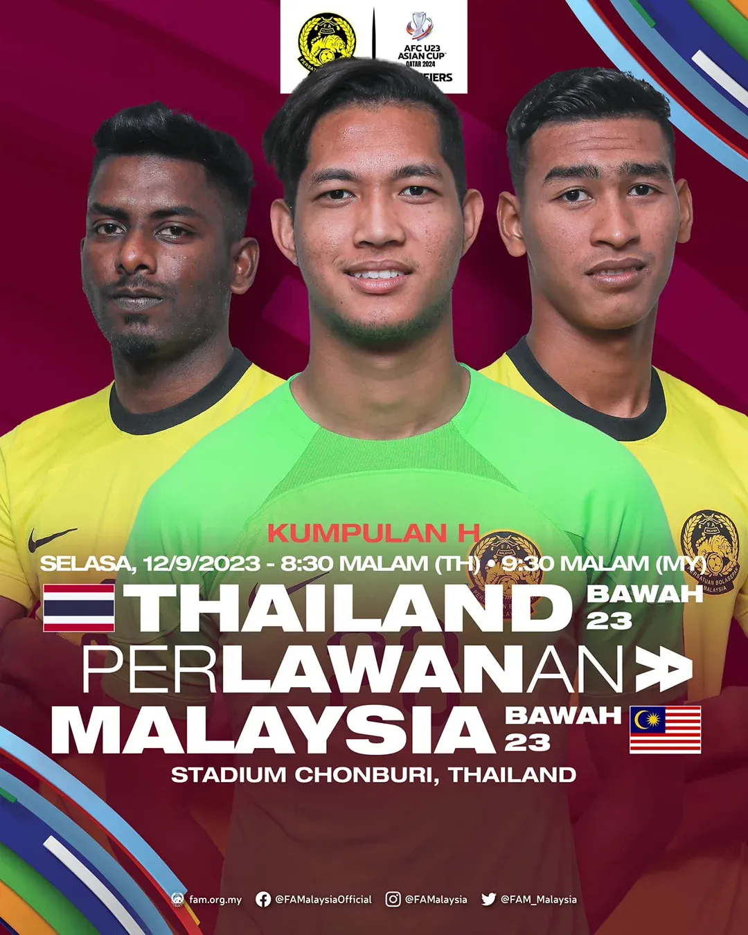 Thailand vs Malaysia Kelayakan Piala Asia AFC B-23