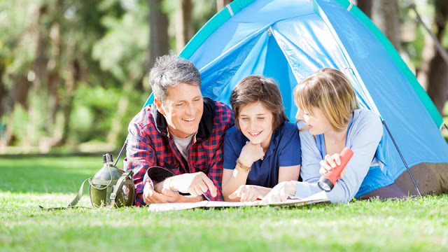 family camping together