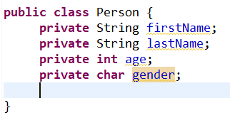 Java class with fields