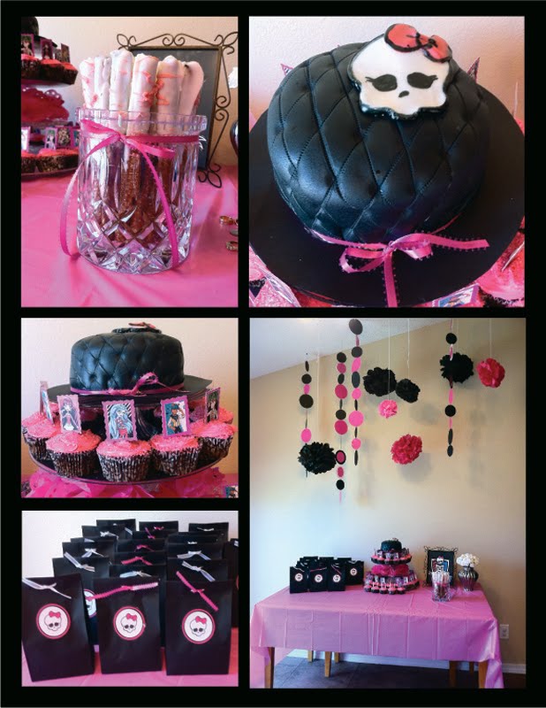 10. Monster High Table Decor, Cake Idea, Treat Bags and More