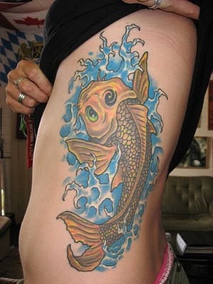 koi tattoo pictures. Colorful Koi Tattoo on girl#39;s