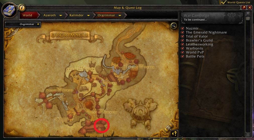 The Location of estelle gendry in orgrimmar.