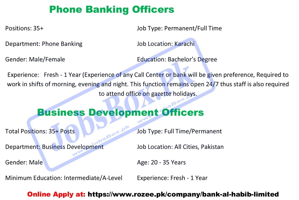 Bank Al Habib Limited Jobs 2022 -  BAHL Jobs 2022 - https://www.rozee.pk/company/bank-al-habib-limited