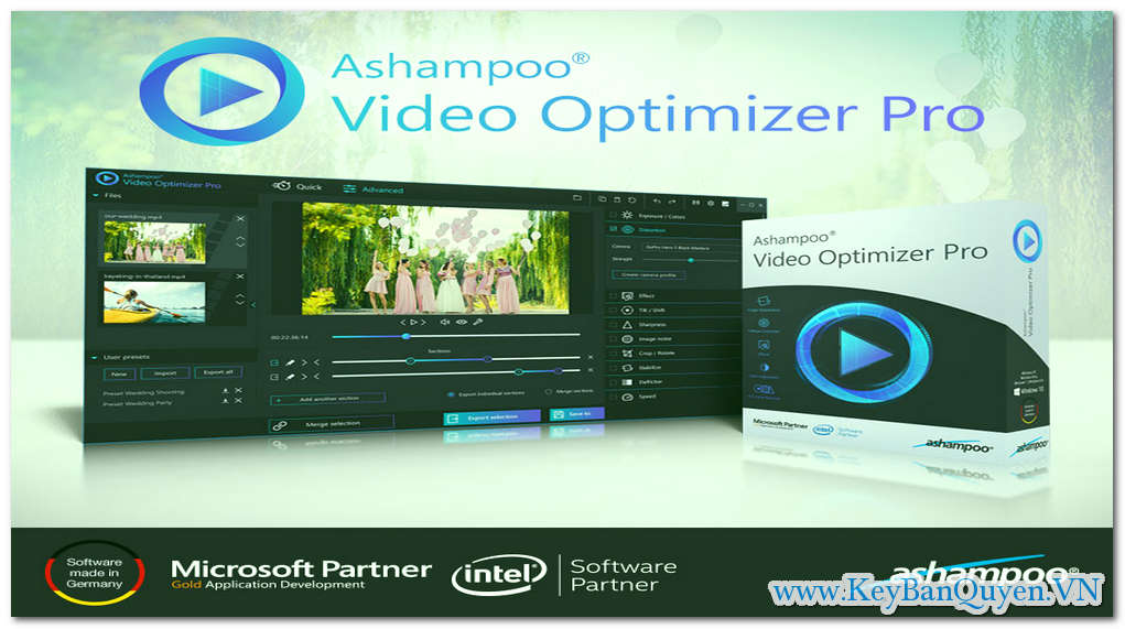 Download và cài đặt Ashampoo Video Optimizer Pro 1.0.5 Full Key, Phần mềm tăng cường, ổn định, khử nhiễu Video chuyên dụng.