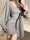 Set đồ nữ áo Cardigan len dáng rộng phối đầm body dệt kim thời trang thu đông BM37